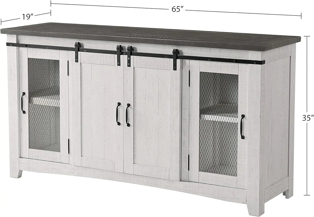 Hampton TV Stand, White Stain with Grey Stain Top - Mary’s TT Shop