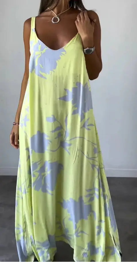 2024 Summer Printed Sling Backless V-neck Dress - Mary’s TT Shop