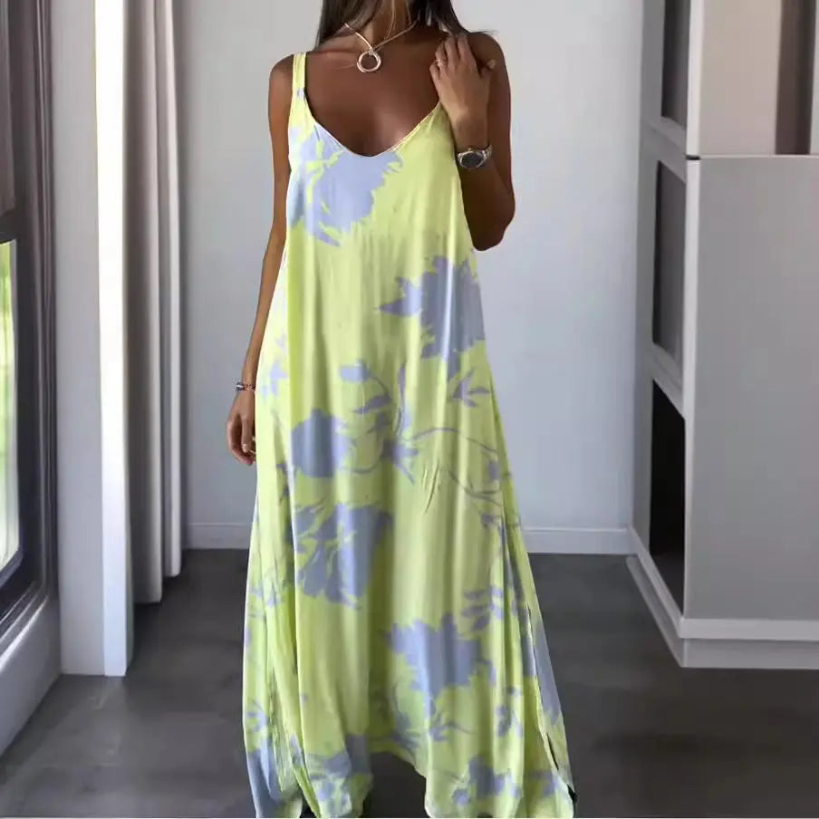 2024 Summer Printed Sling Backless V-neck Dress - Mary’s TT Shop