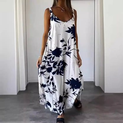 2024 Summer Printed Sling Backless V-neck Dress - Mary’s TT Shop