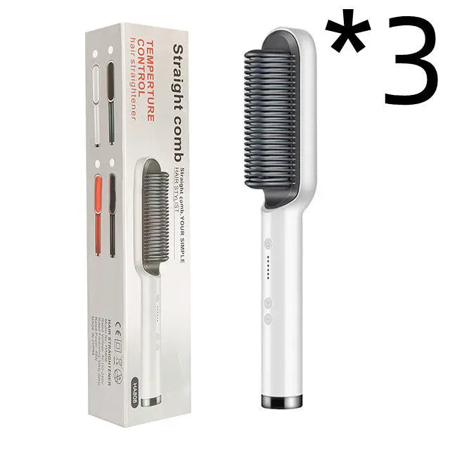 New 2 In 1 Hair Straightener Hot Comb Negative Ion Curling Tong Dual-purpose Electric Hair Brush - Mary’s TT Shop