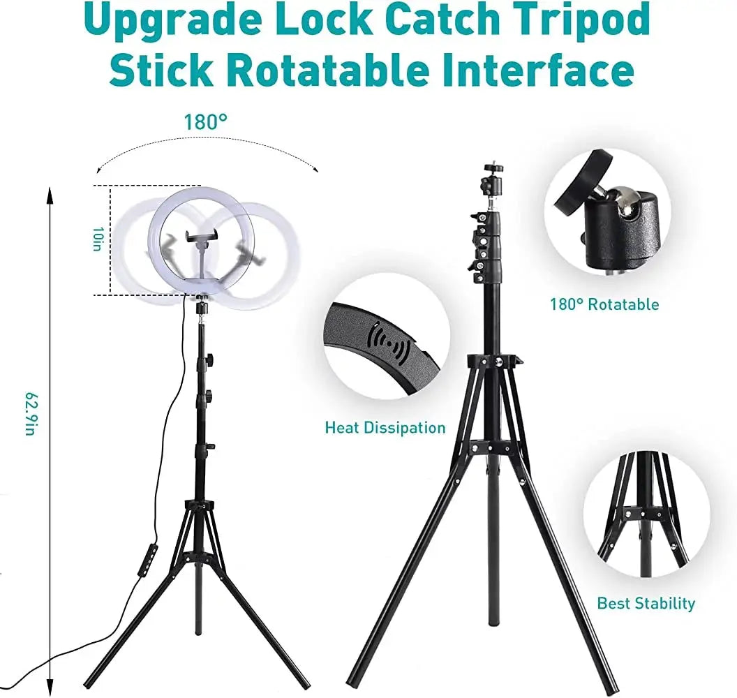 13&quot; LED RGB Selfie Ring Light W/ Mini &amp; Extendable Tripod Stand &amp; Phone Holder 10 Brightness Level 26 Light Modes Dimmable Ringlight for Beauty Makeup Live Streaming Youtube Video Photography Shooting - Mary’s TT Shop