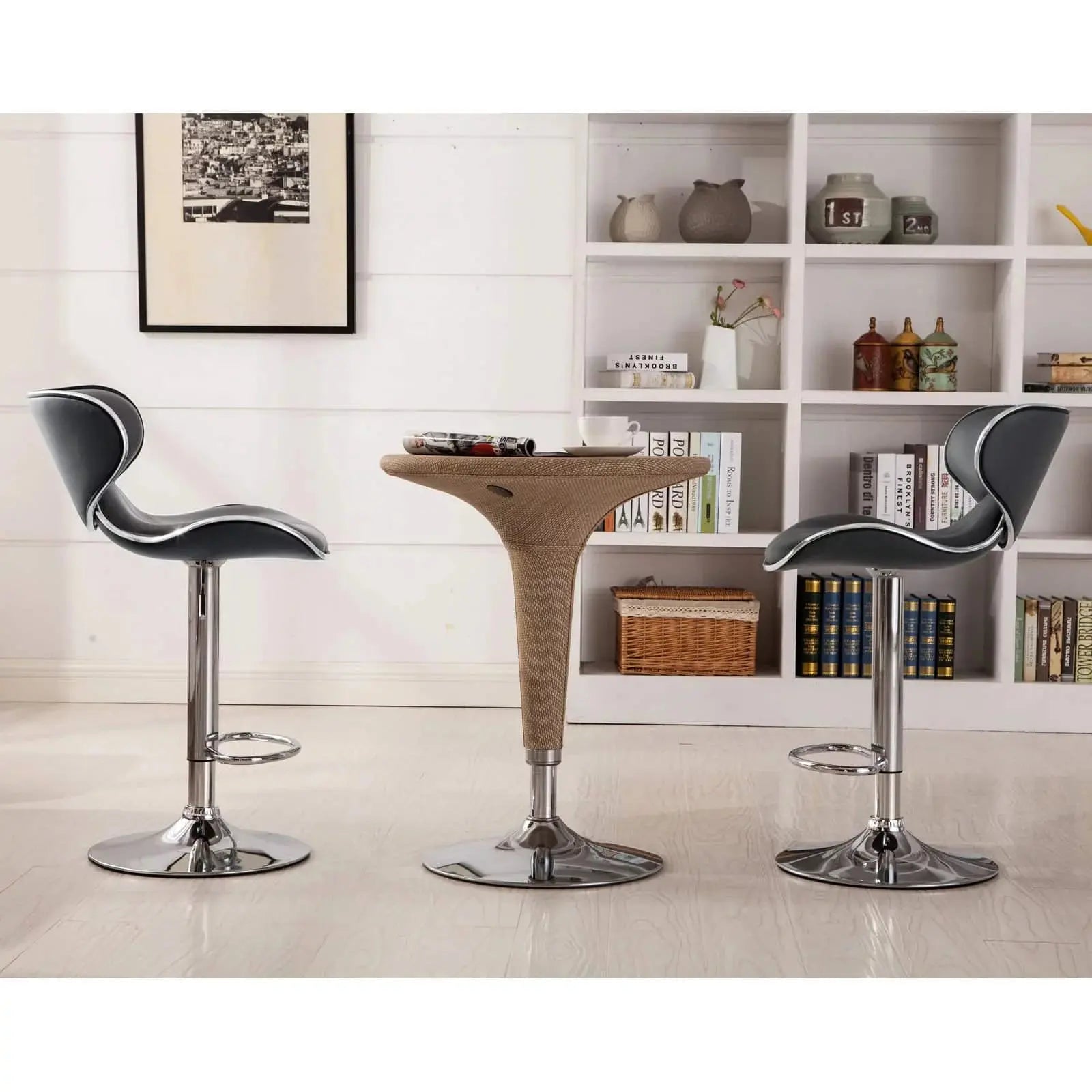 Roundhill Masaccio Cushioned Leatherette Upholstery Airlift Adjustable Swivel Barstool with Chrome Base, Set of 2, Multiple Colors Available - Mary’s TT Shop