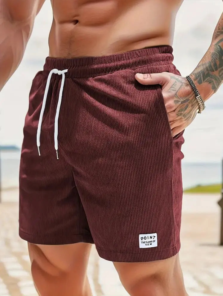 Lace-up Drawstring Shorts Summer Corduroy Sports Short Pants Mens Clothing My Store