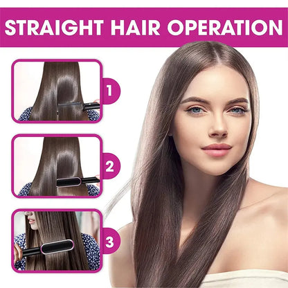 New 2 In 1 Hair Straightener Hot Comb Negative Ion Curling Tong Dual-purpose Electric Hair Brush - Mary’s TT Shop