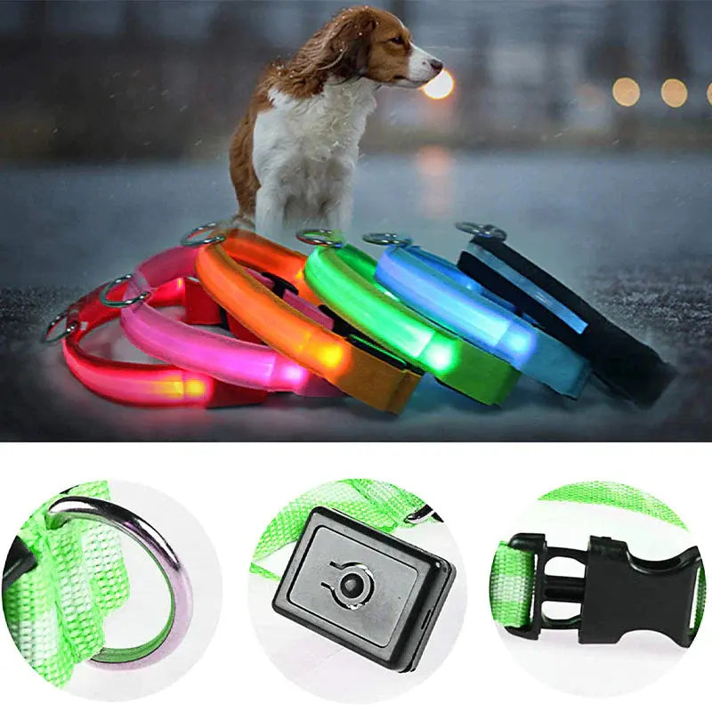 LED Adjustable Dog Collar Blinking Flashing Light up Glow Pets Safety Waterproof - Mary’s TT Shop