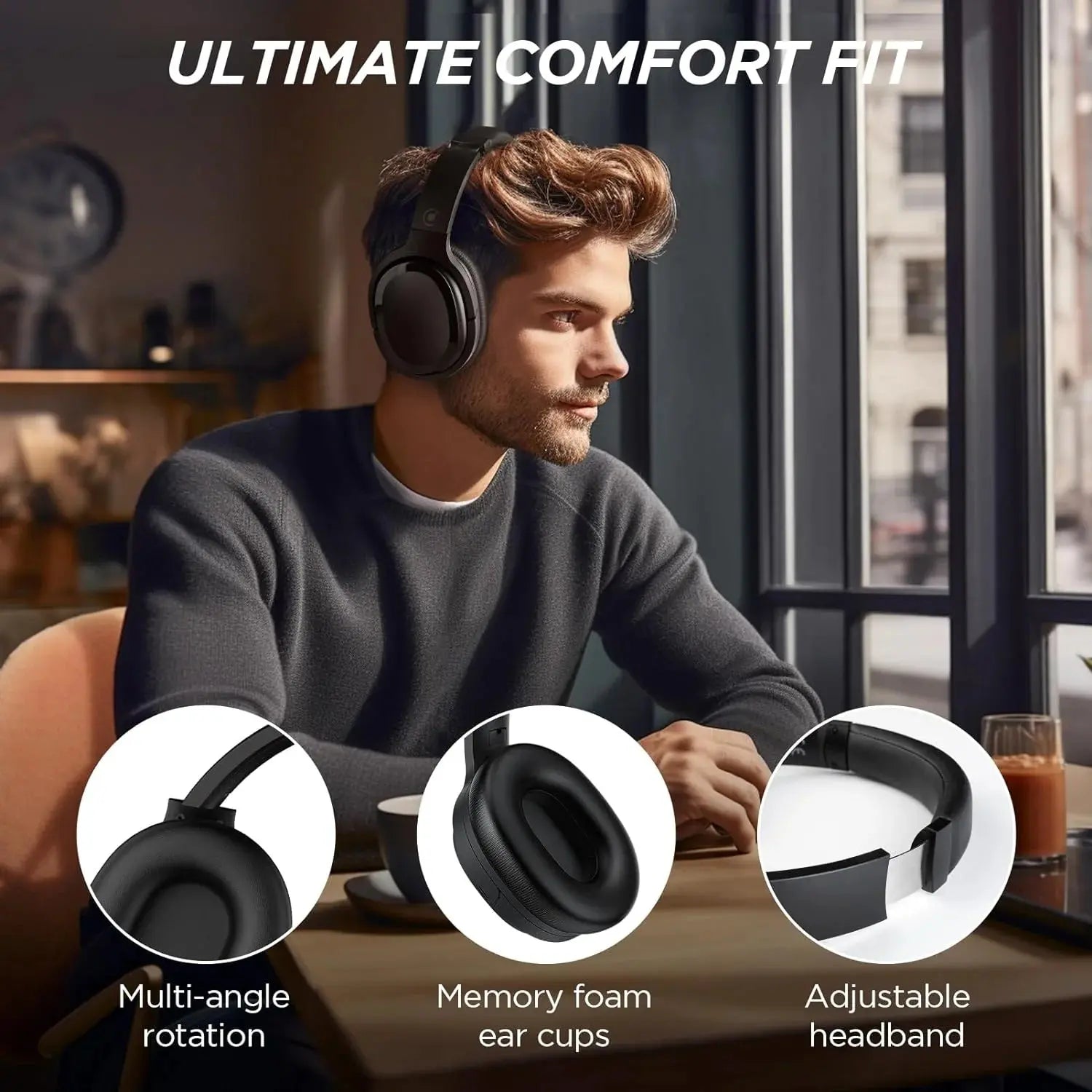 Hybrid Active Noise Cancelling Headphones Wireless over Ear Bluetooth Headphones Wireless Headphones with Deep Bass, Clear Calls, Comfortable Fit, 30H, Bluetooth 5.2 - Mary’s TT Shop