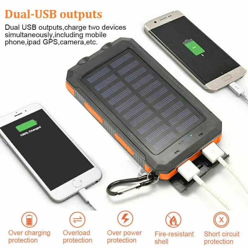 Super 20000Mah USB Portable Charger Solar Power Bank for Iphone Cell Phone 2023 - Mary’s TT Shop