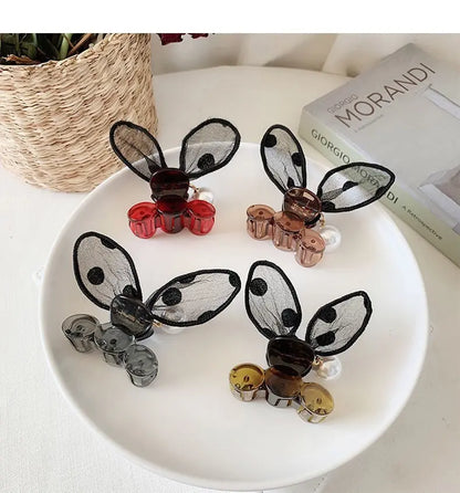 Polka Dot Lace Rabbit Ears Clip Bangs Broken Hairpin Pearl Hairpin - Mary’s TT Shop