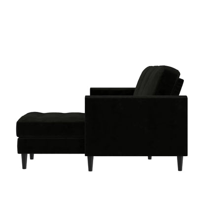 Cosmoliving Strummer Reversible Sectional Sofa Couch, Black Velvet - Mary’s TT Shop