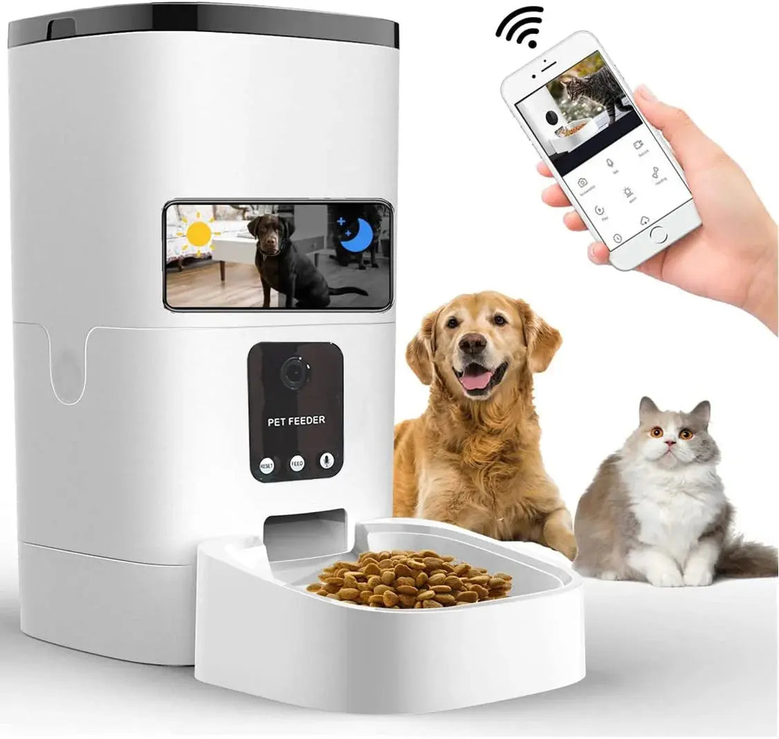 Pet Feeder,6L Automatic Pet Feeder for Cats and Dogs,1080P Camera,App Control,Voice Recorder,Timed Feeder for Schedule Feeding, Dual Power Supply,Wifi Pet Food Dispenser with App Control - Mary’s TT Shop