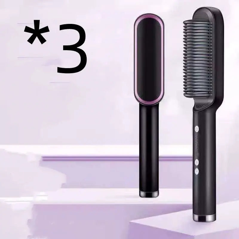 New 2 In 1 Hair Straightener Hot Comb Negative Ion Curling Tong Dual-purpose Electric Hair Brush - Mary’s TT Shop