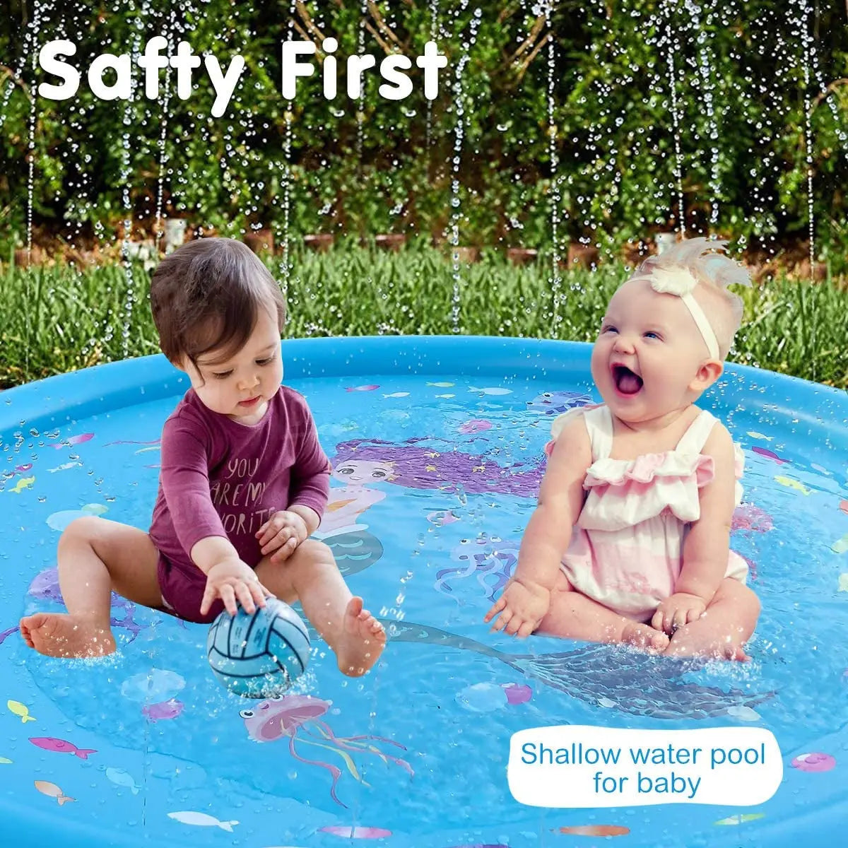 Kids Sprinklers for Outside, Splash Pad for Toddlers &amp; Baby Pool 3-In-1 60&quot; Water Toys Gifts for 1 2 3 4 5 Year Old Boys Girls Splash Play Mat - Mary’s TT Shop