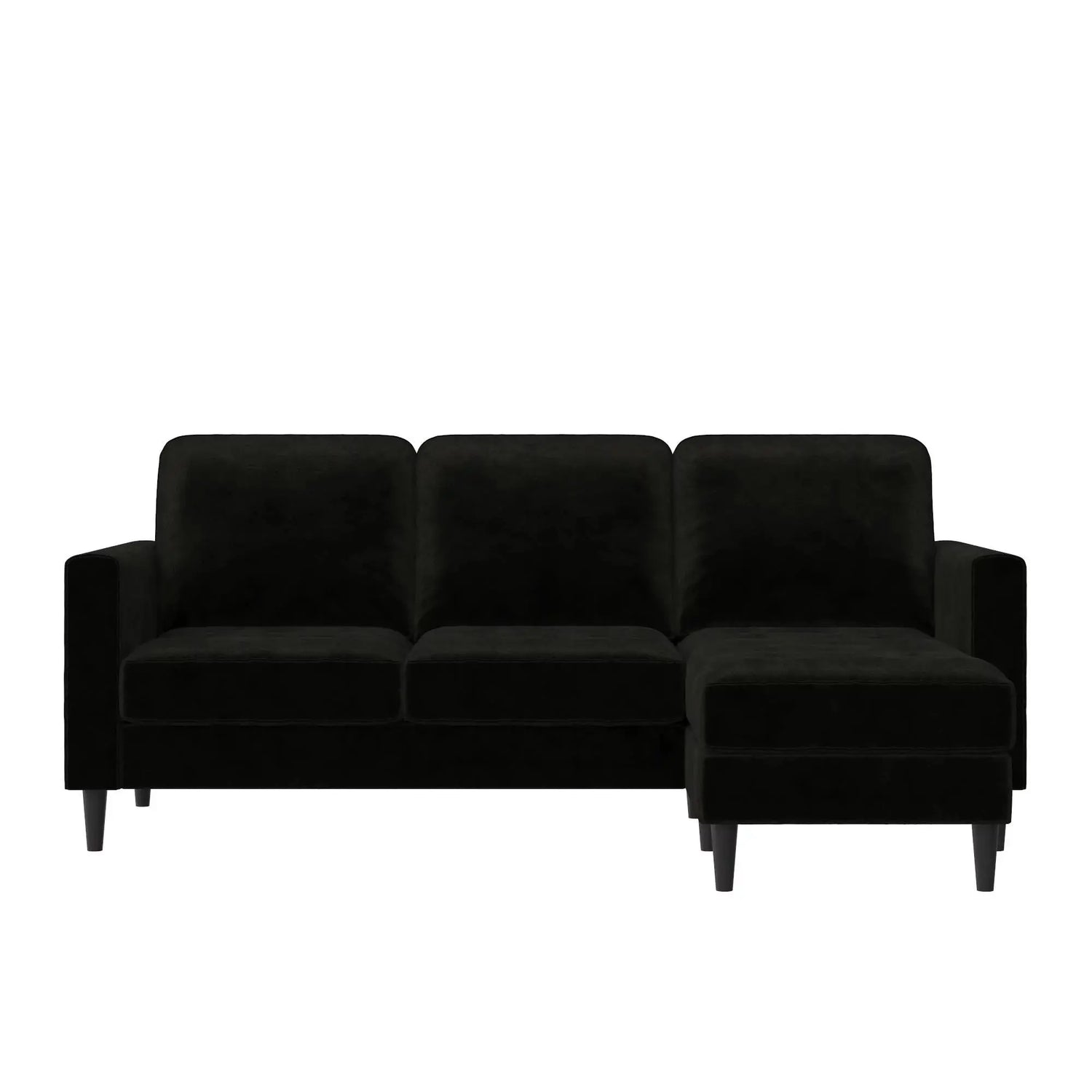 Cosmoliving Strummer Reversible Sectional Sofa Couch, Black Velvet - Mary’s TT Shop