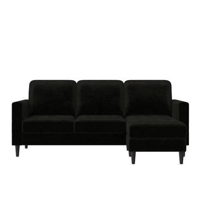 Cosmoliving Strummer Reversible Sectional Sofa Couch, Black Velvet - Mary’s TT Shop