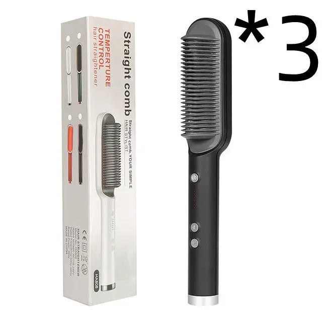 New 2 In 1 Hair Straightener Hot Comb Negative Ion Curling Tong Dual-purpose Electric Hair Brush - Mary’s TT Shop