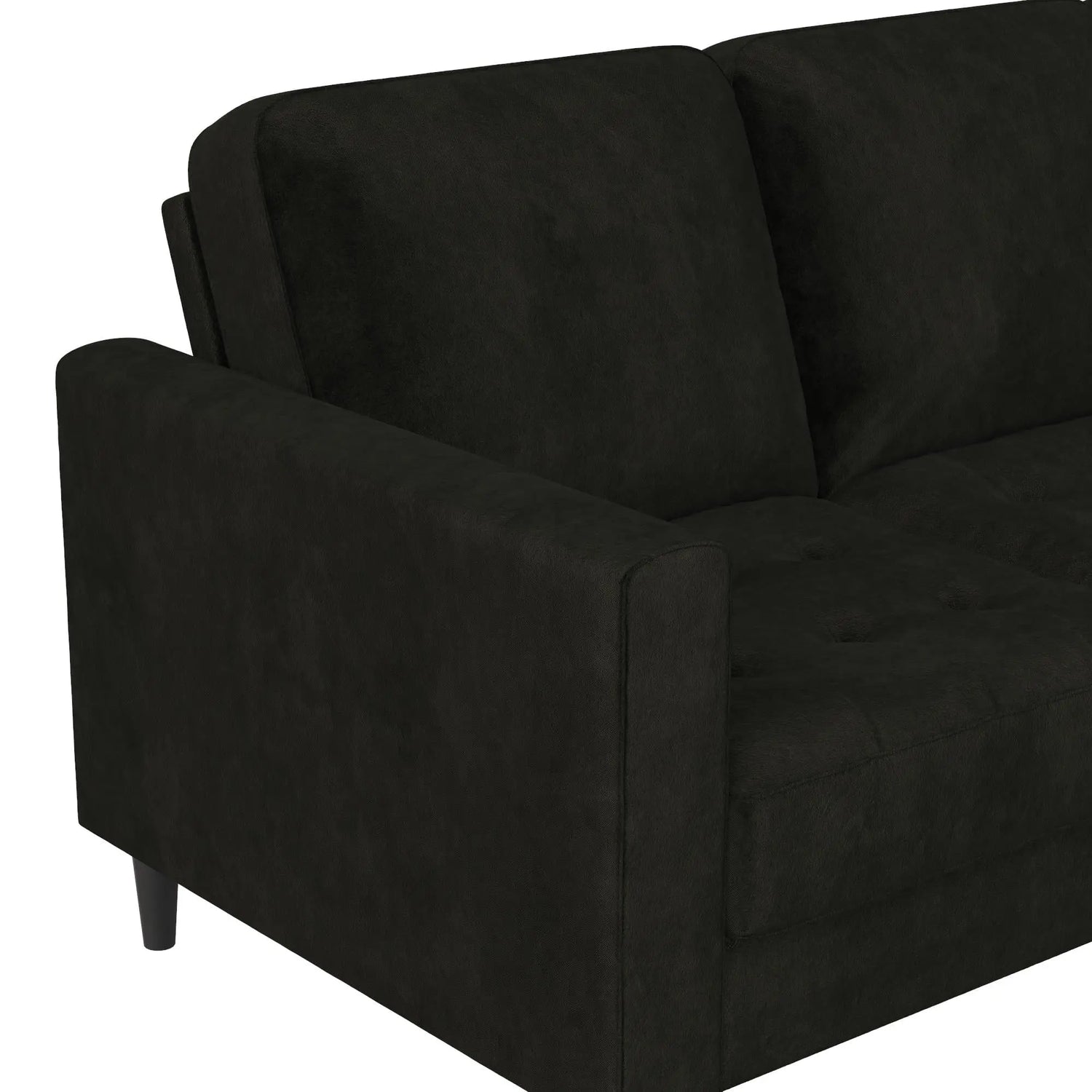 Cosmoliving Strummer Reversible Sectional Sofa Couch, Black Velvet - Mary’s TT Shop