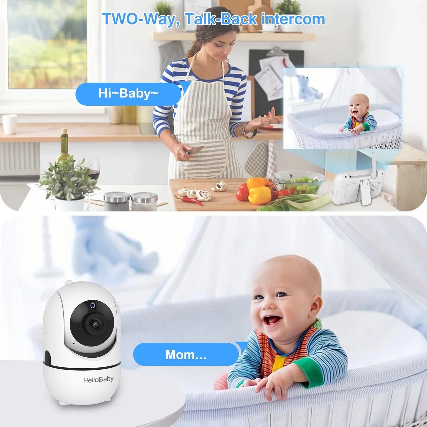 Baby Monitor with Remote Pan-Tilt-Zoom Camera, 3.2 Inch Video Baby Monitor HB65 with Camera and Audio, Night Vision, 2-Way Talk,Temperature Sensor, 960Ft Range - Mary’s TT Shop