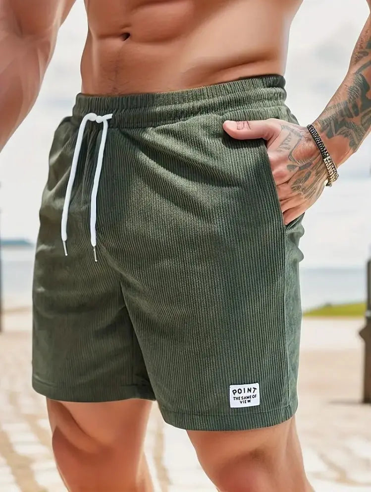 Lace-up Drawstring Shorts Summer Corduroy Sports Short Pants Mens Clothing My Store