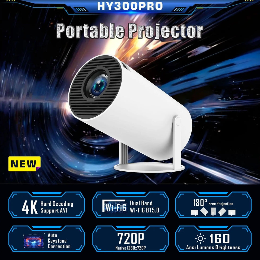 HY300 Pro Projector Home Theater Entertainment Portable Small Projector - Mary’s TT Shop