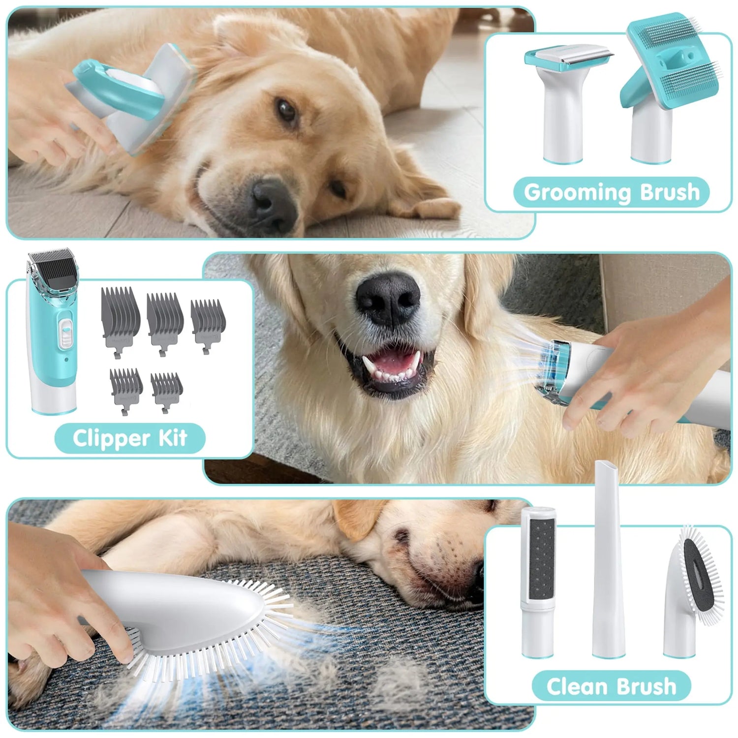 Dog Grooming Kit Vacuum, 6 in 1 Pet Grooming Vacuum, 11000PA Dog Clippers for Grooming, Dog Vacuum for Shedding Grooming, Suction 99% Dog Hair, Low Noise Pet Vacuum Grooming Kit for Dog Cat - Mary’s TT Shop