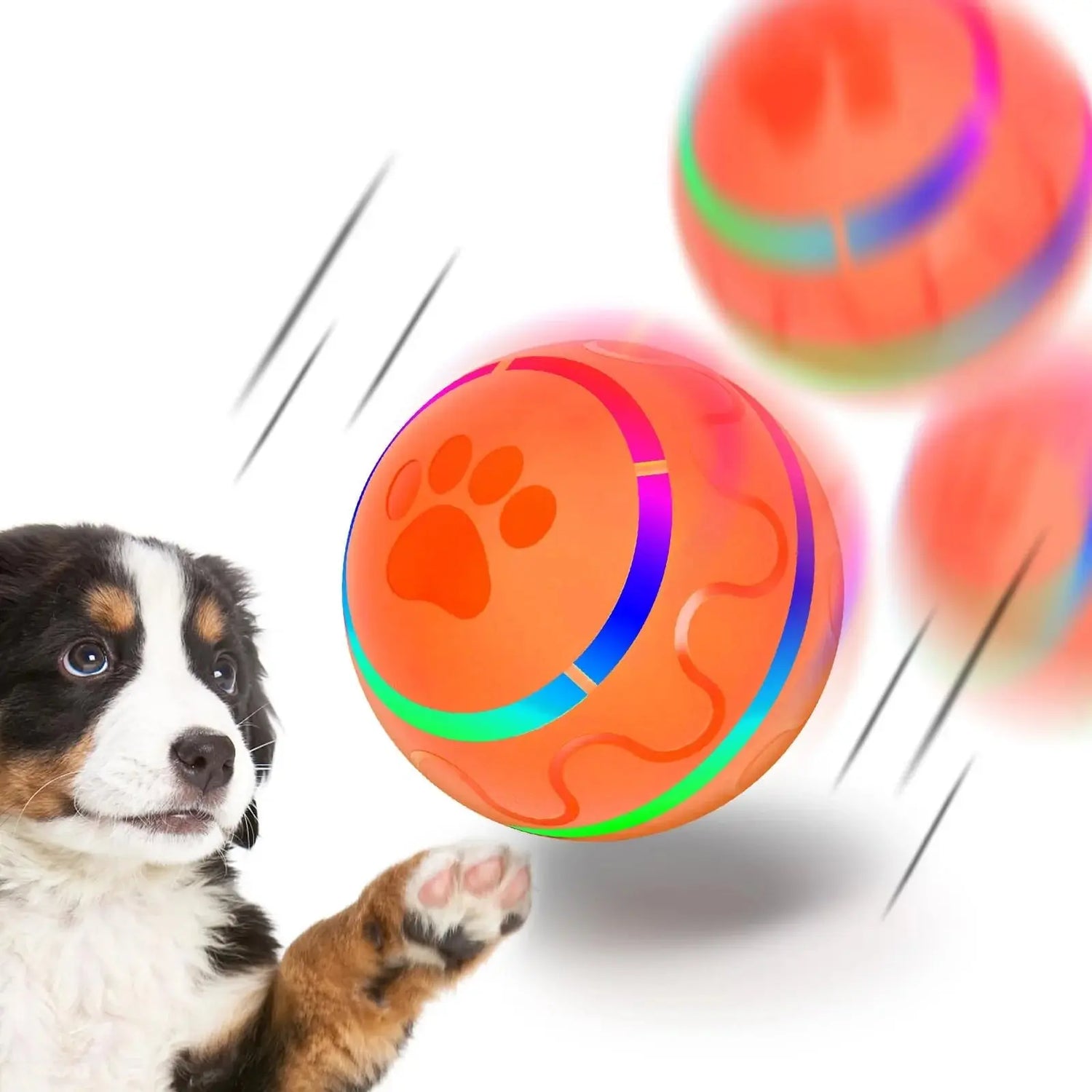 Peppy Pet Ball for Dogs, Interactive Dog Toy Durable Automatic Rolling Ball with Led Flash Lights for Small Medium Dogs Breed, Wicked Ball with Motion Activat Bpa-Free USB Rechargeable - Mary’s TT Shop