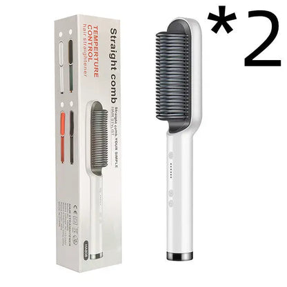 New 2 In 1 Hair Straightener Hot Comb Negative Ion Curling Tong Dual-purpose Electric Hair Brush - Mary’s TT Shop