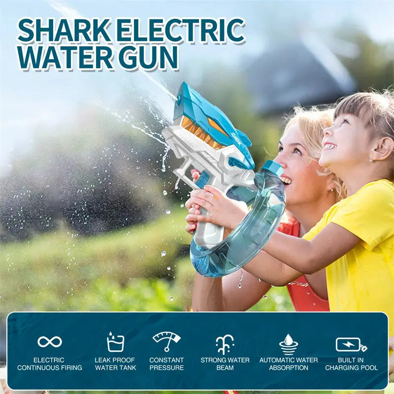 New Shark Electric Water Gun Toys Fully Automatic Continuous Fire Water Gun Large Capacity Beach Summer Children&