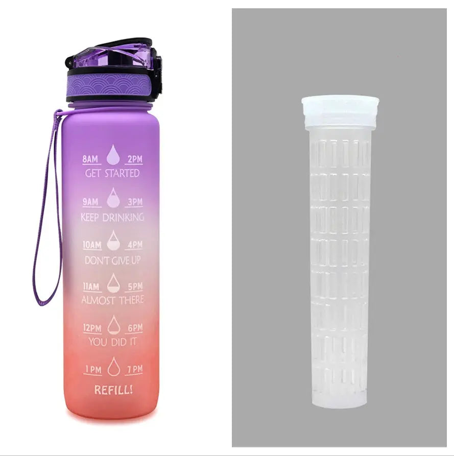 1L Triton Water Bottle With Time Marker Bounce Cover Motivational Water Bottle Cycling Leakproof Cup For Sports Fitness Bottles - Mary’s TT Shop