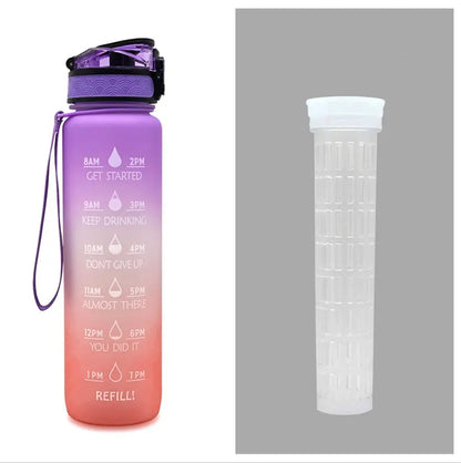 1L Triton Water Bottle With Time Marker Bounce Cover Motivational Water Bottle Cycling Leakproof Cup For Sports Fitness Bottles - Mary’s TT Shop