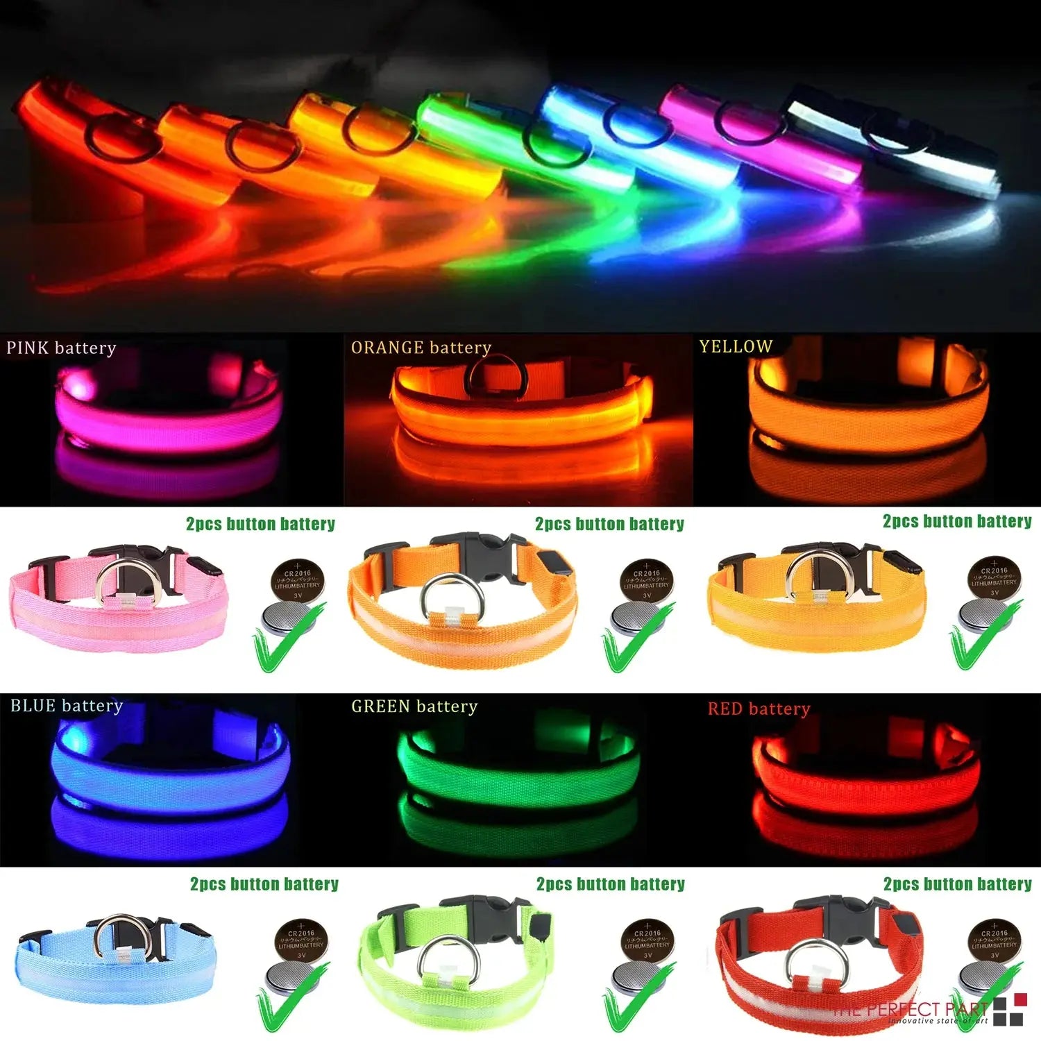 LED Adjustable Dog Collar Blinking Flashing Light up Glow Pets Safety Waterproof - Mary’s TT Shop